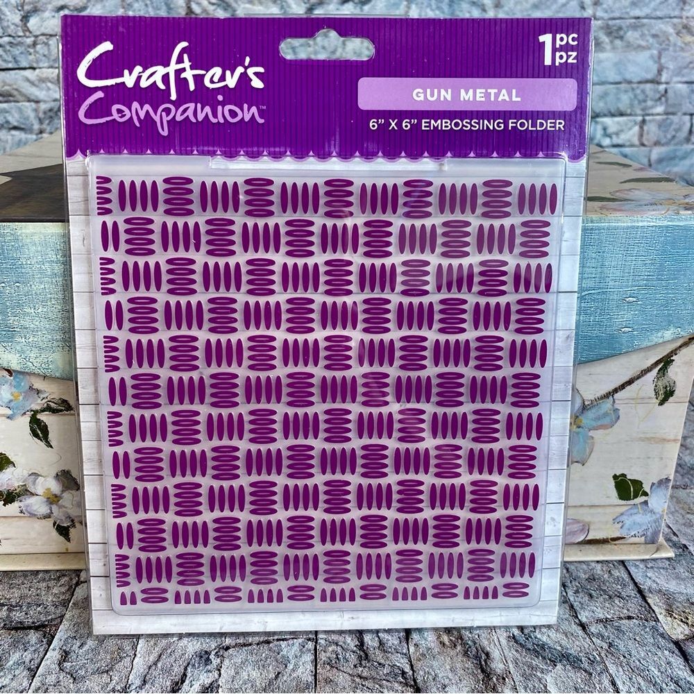 Crafters Companion NWT 6" x 6" Embossing Folder Gun Metal Design 1 Piece